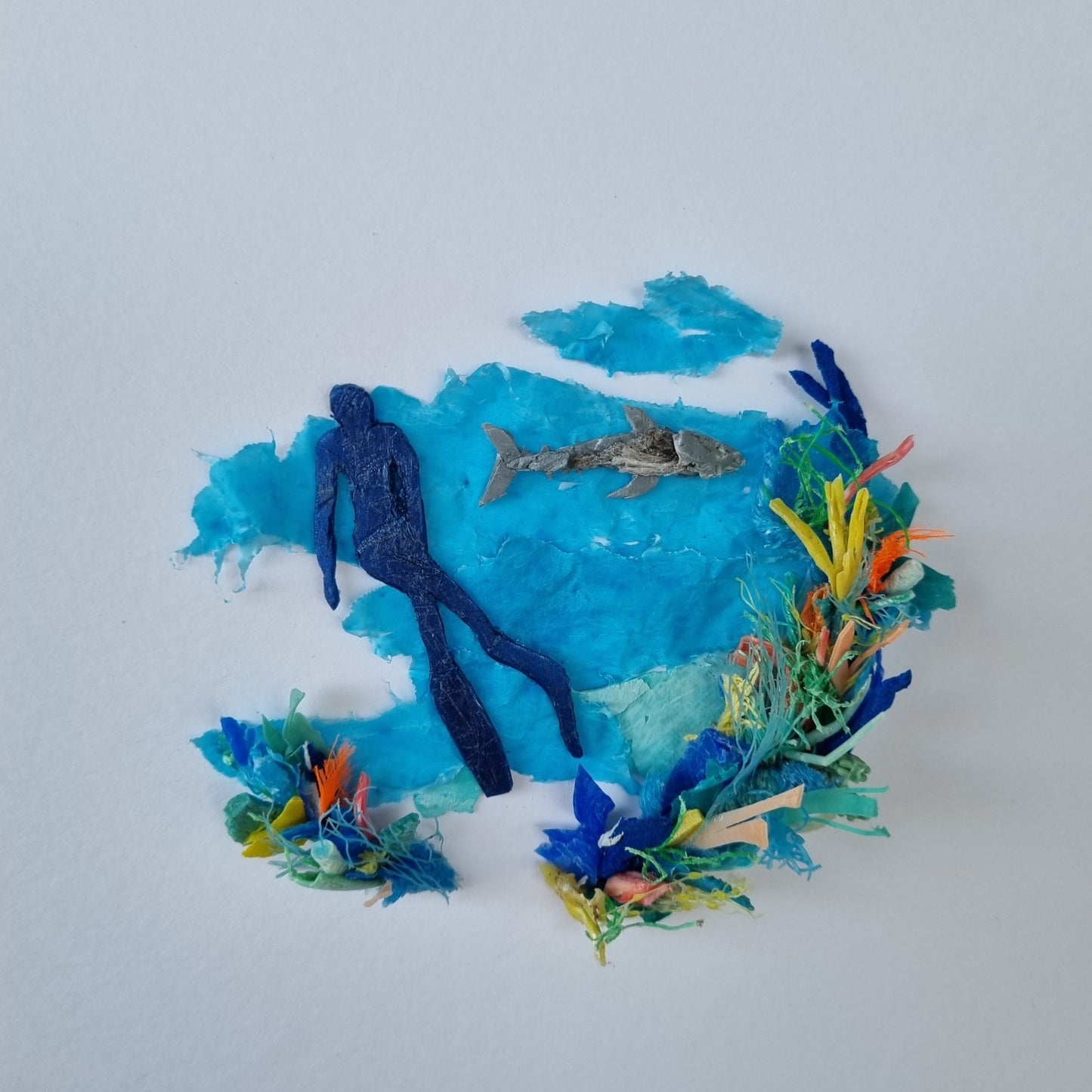 Freediving with sharks - Janet Ormond Art