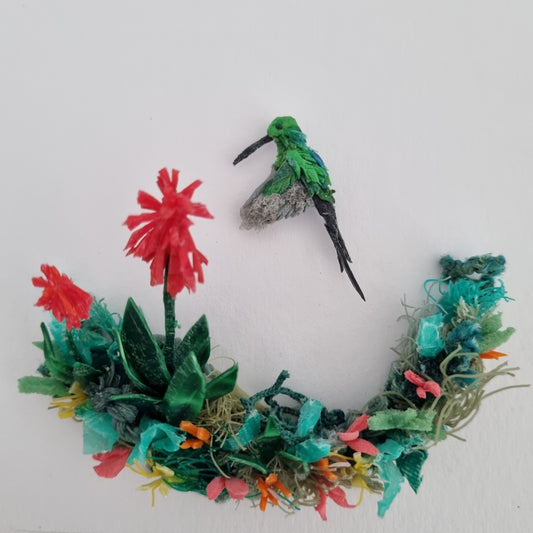 Malachite sunbird and aloe - Janet Ormond Art