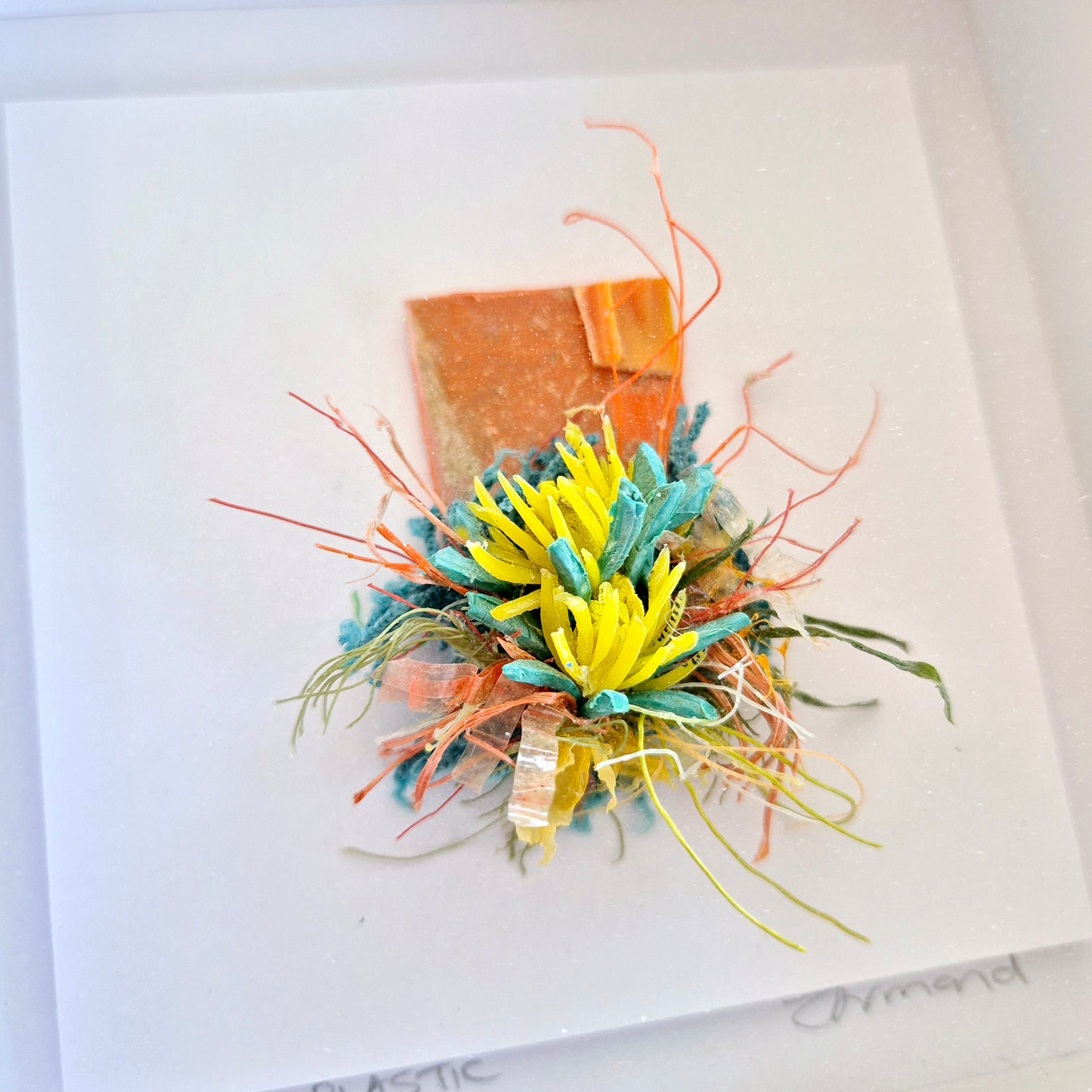 Small curiosity- yellow pincushions - framed wall art